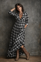 Kariertes Maxikleid für Damen