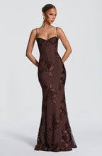 Damen Velours Maxikleid