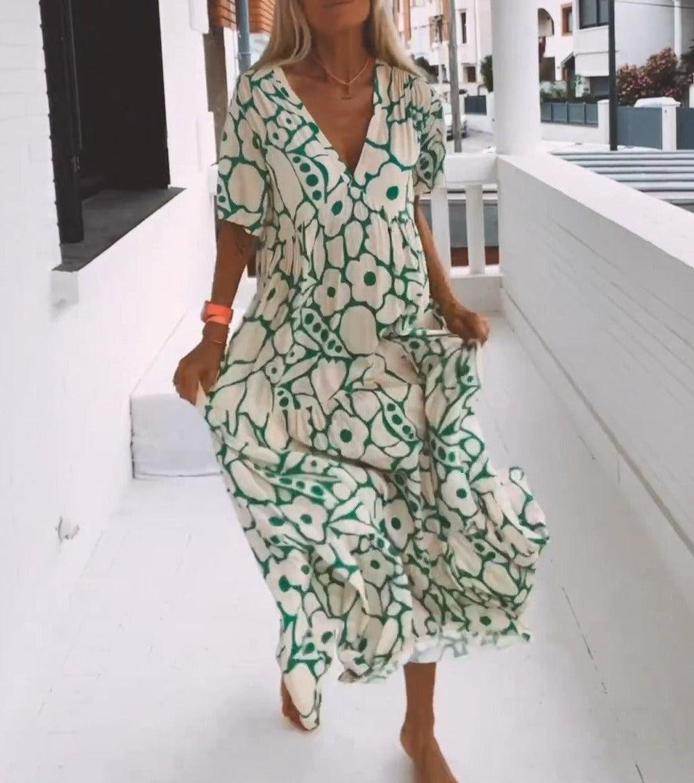 Bequemes Maxikleid mit kurzen Ärmeln für Damen