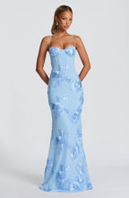 Damen Velours Maxikleid