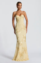 Damen Velours Maxikleid