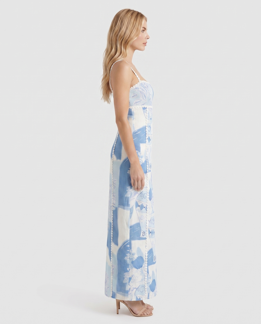 Ärmelloses V-Ausschnitt Blumen Medira Maxikleid