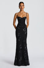 Damen Velours Maxikleid