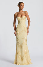 Damen Velours Maxikleid