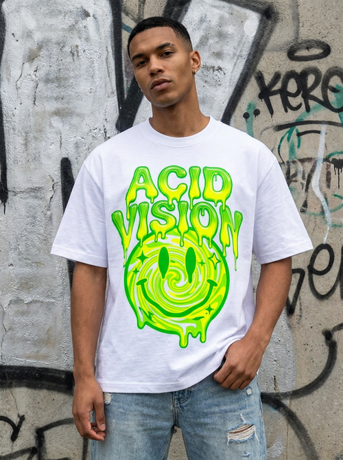 Oversized-T-Shirt Acid Vision - Getragen