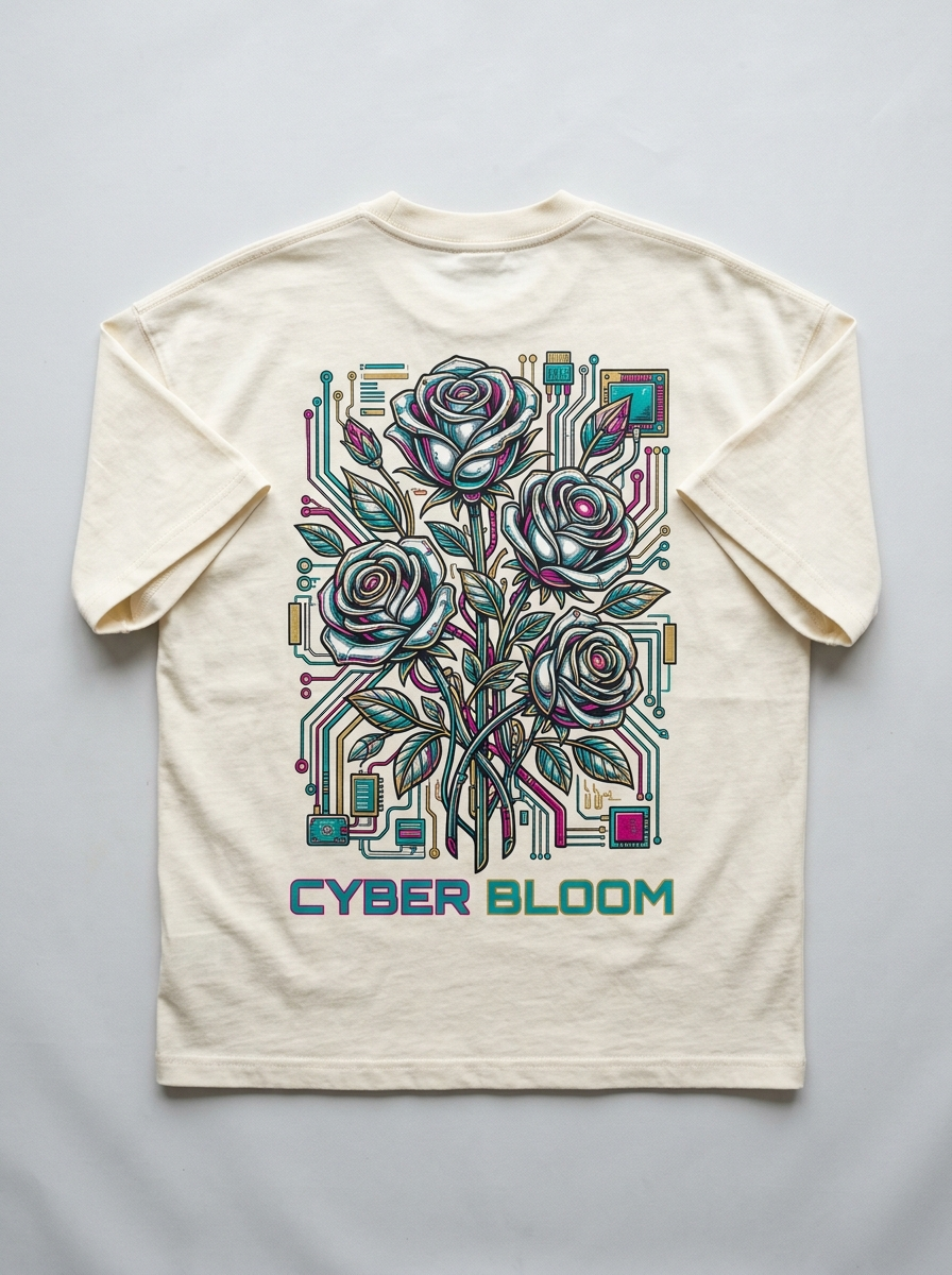 Oversized-T-Shirt Cyber Bloom - Rückansicht