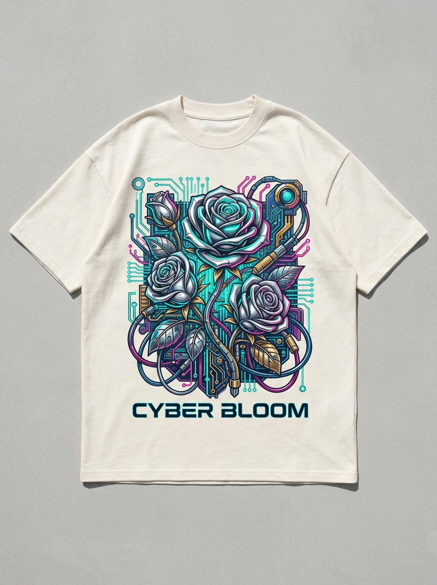 Oversized-T-Shirt Cyber Bloom - Vorderansicht