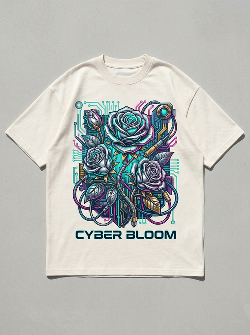 Oversized-T-Shirt Cyber Bloom - Vorderansicht