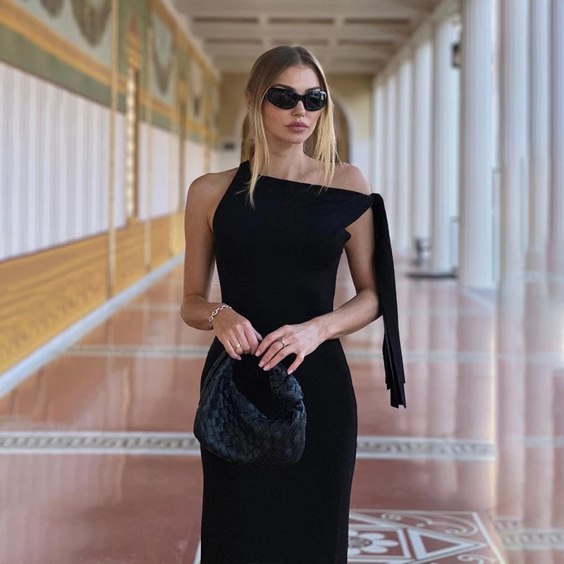 One-Shoulder Abendkleid mit Schleifendetail für Damen - Elegante Passform