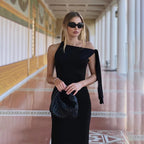 One-Shoulder Abendkleid mit Schleifendetail für Damen - Elegante Passform