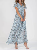 Maxi-Sommerkleid für Damen mit Schmetterlingsärmeln und Blumenmuster