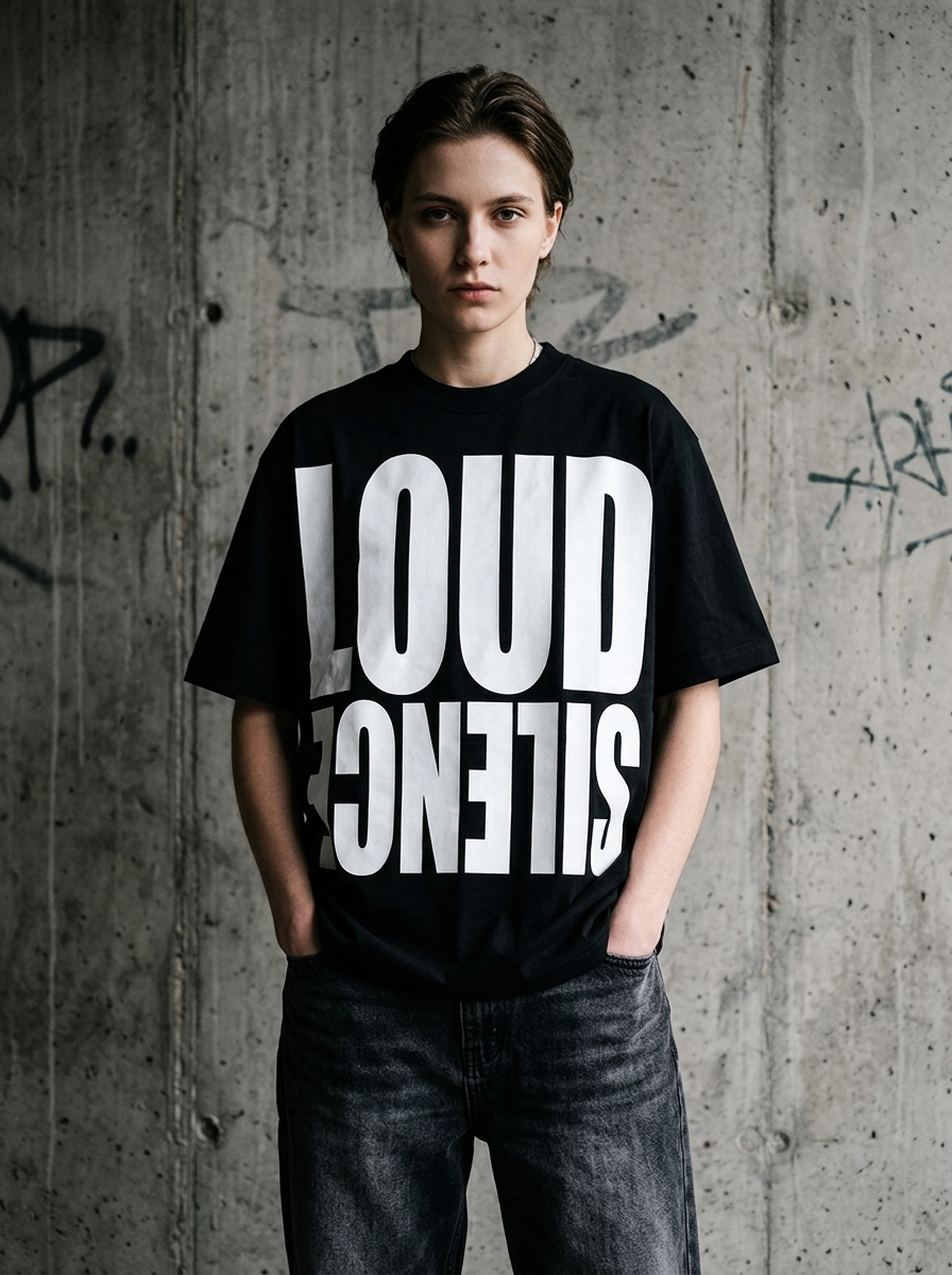 Oversized-T-Shirt Loud Silence - Getragen