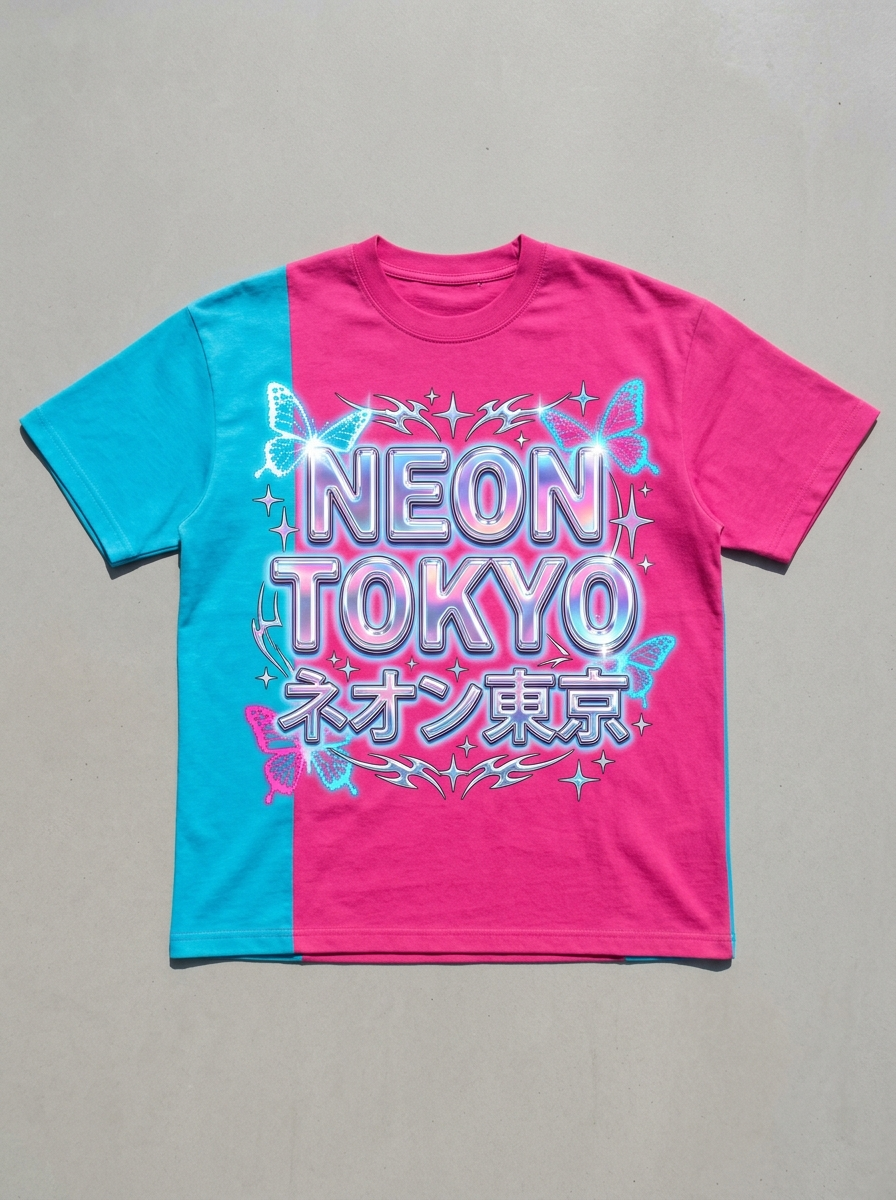 Oversized-T-Shirt Neon Tokyo - Vorderansicht